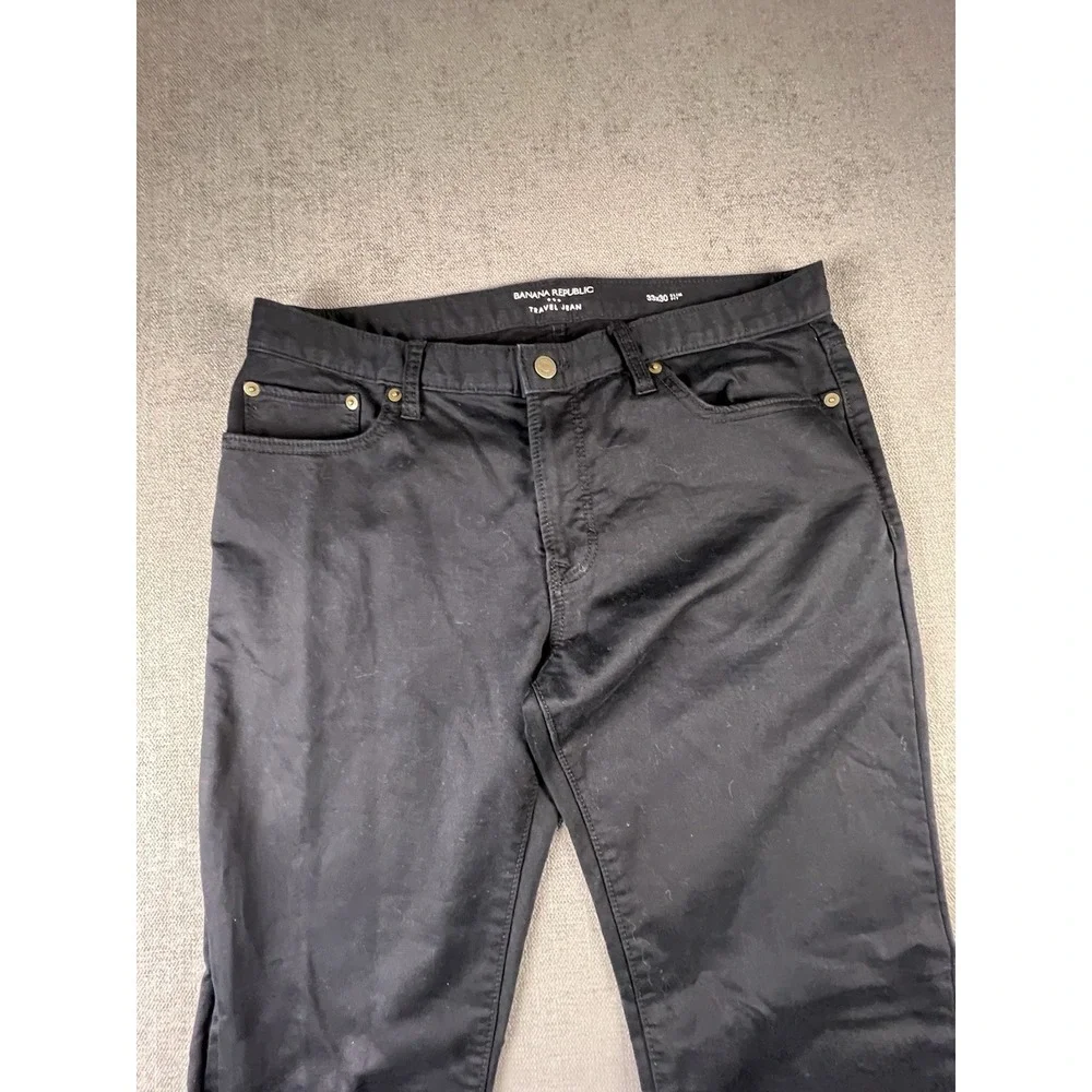 Banana Republic Travel Jeans Men's 33x30 Slim Fit Black Casual Straight Low Rise